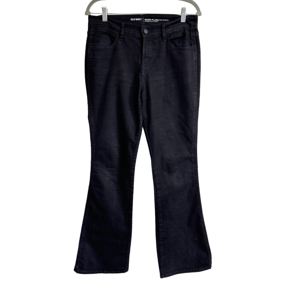 {Old Navy} "Micro Flare" Black Blackjack Bootcut Mid Rise Stretch Denim Jeans